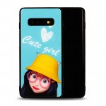 Wholesale Galaxy S10+ (Plus) Design Tempered Glass Hybrid Case (Cute Girl)